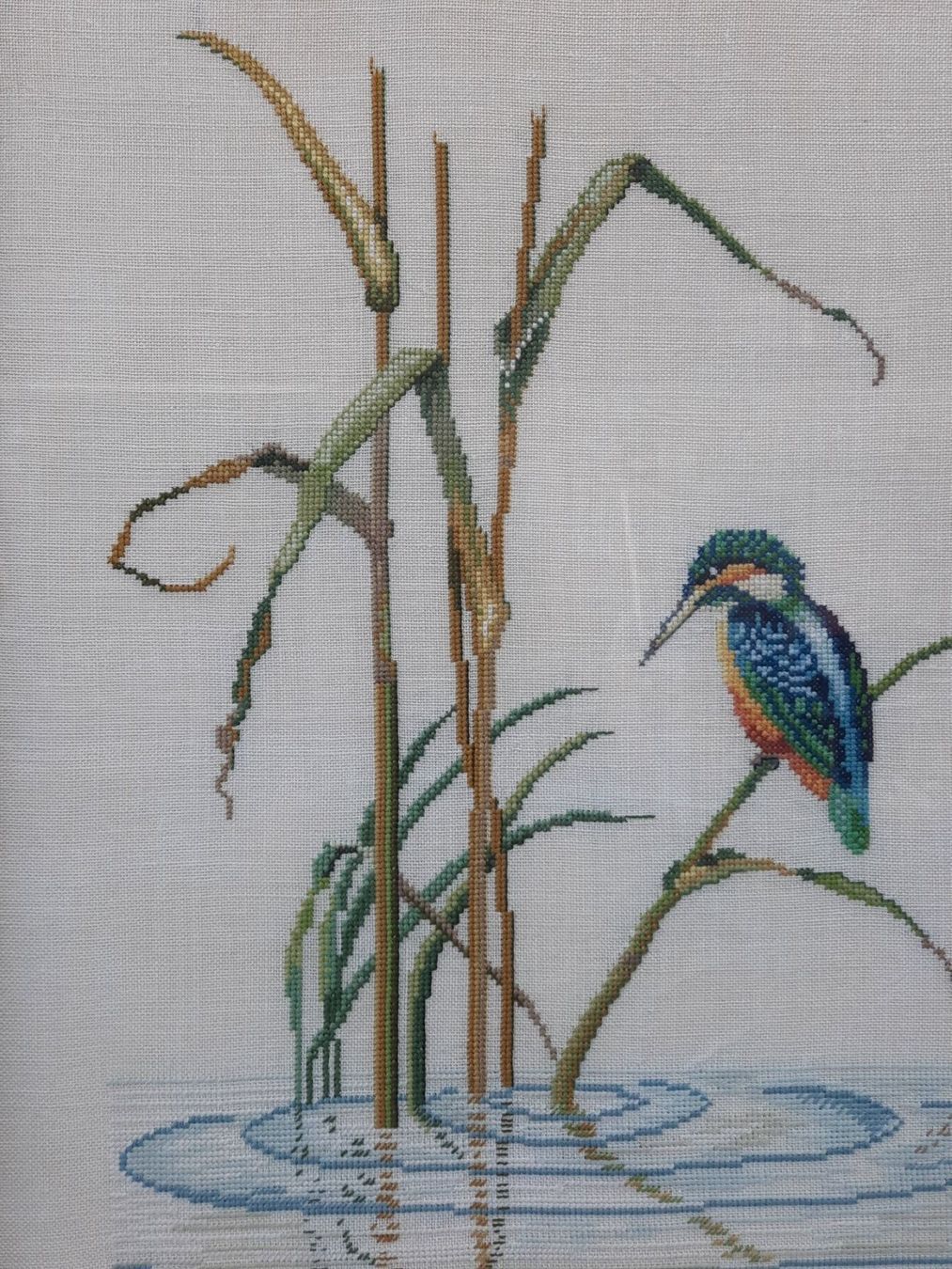Poster & Bilder: Eisvogel Bild gestickt in schönem Rahmen – Gebraucht aus Weinfelden von JoeBaer 1