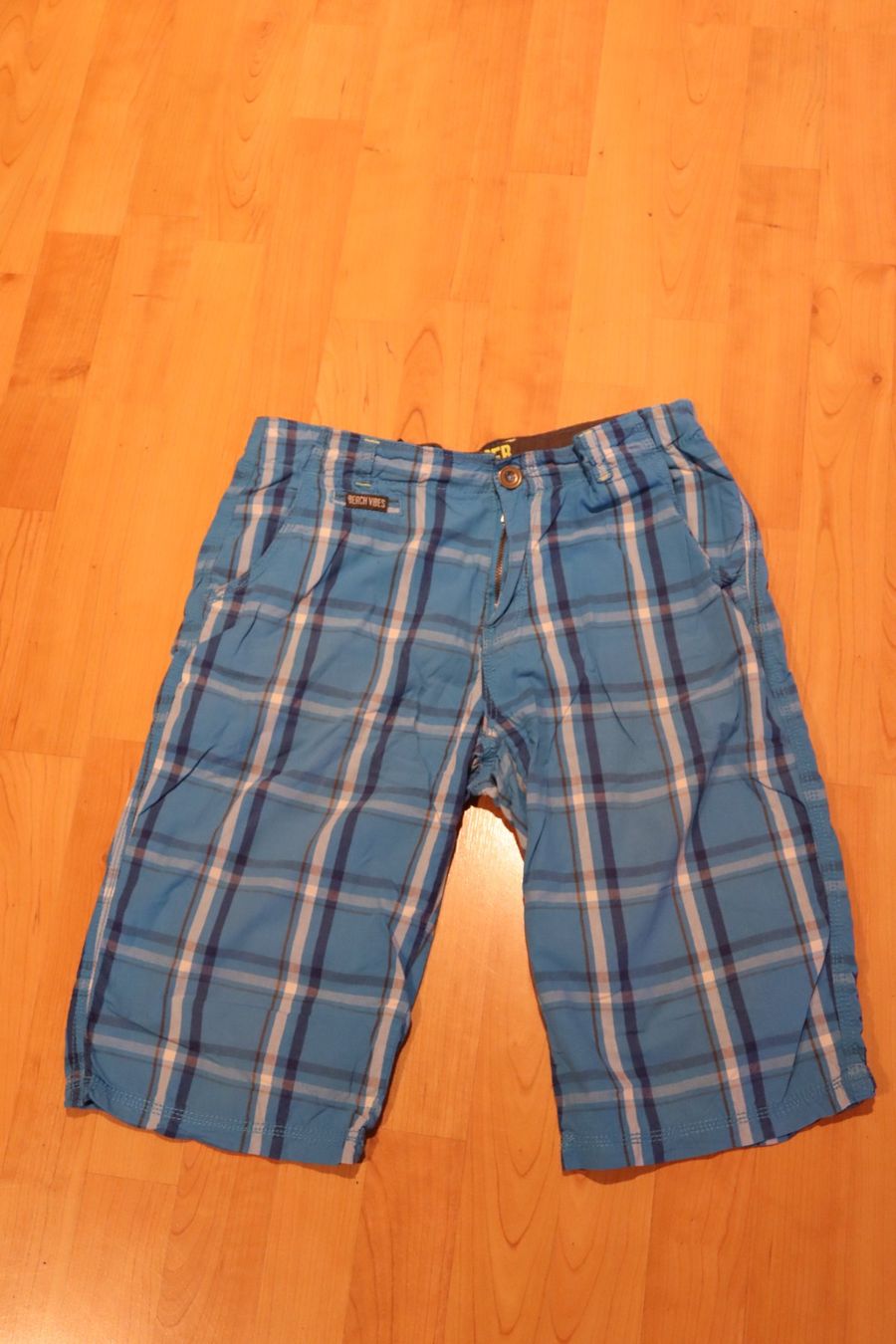 Pantaloni: türkis karierte Bermudas 176 Jungen – Usato da Wenslingen venduto da Strick4Alpaca