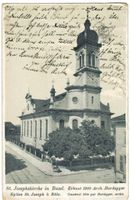 AK Josephskirche Basel 1912, gelaufen nach Herisau