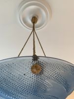 WUNDERBARE ART DECO DECKENLEUCHTE ANTIK HELLBLAU VOGEL
