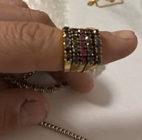 anelli in argento 800 placcato oro Con vere pietre