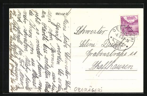 Cartoline postali: Oberägeri, Kuranstalt Ländli am Ägeri – Usato da Berlin venduto da bartko-reher 1