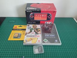 Sony PSP Black - Red- With Box and Games! + 64GB SD-Karte