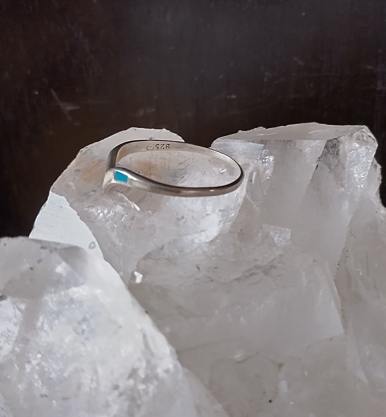 Anelli: ZARTER RING SILBER 925 MIT PERLMUTT UND TÜRKIS EINLAGE – Usato da Romanshorn venduto da Glitzer-Paradies 1