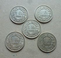 Lot ++ 5 Stück 1.- Franken 1955, seltener Jahrgang