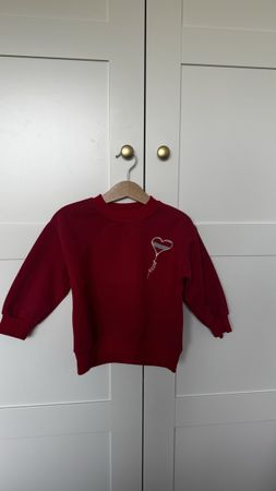 Kinder Pullover rot mit Herz Motiv guter Zustand 92/98