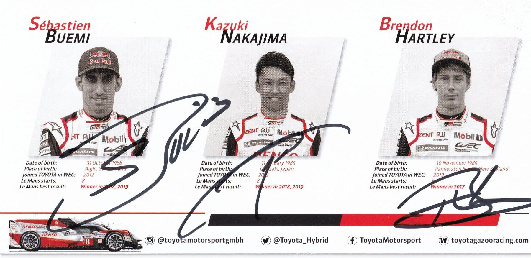 Autografi: Toyota WEC 2019 Orginal Autogrammkarte – Usato da Grabs venduto da Sauber60