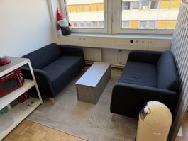 2x Sofa dunkelgrau Stoff 2-Sitzer guter Zustand