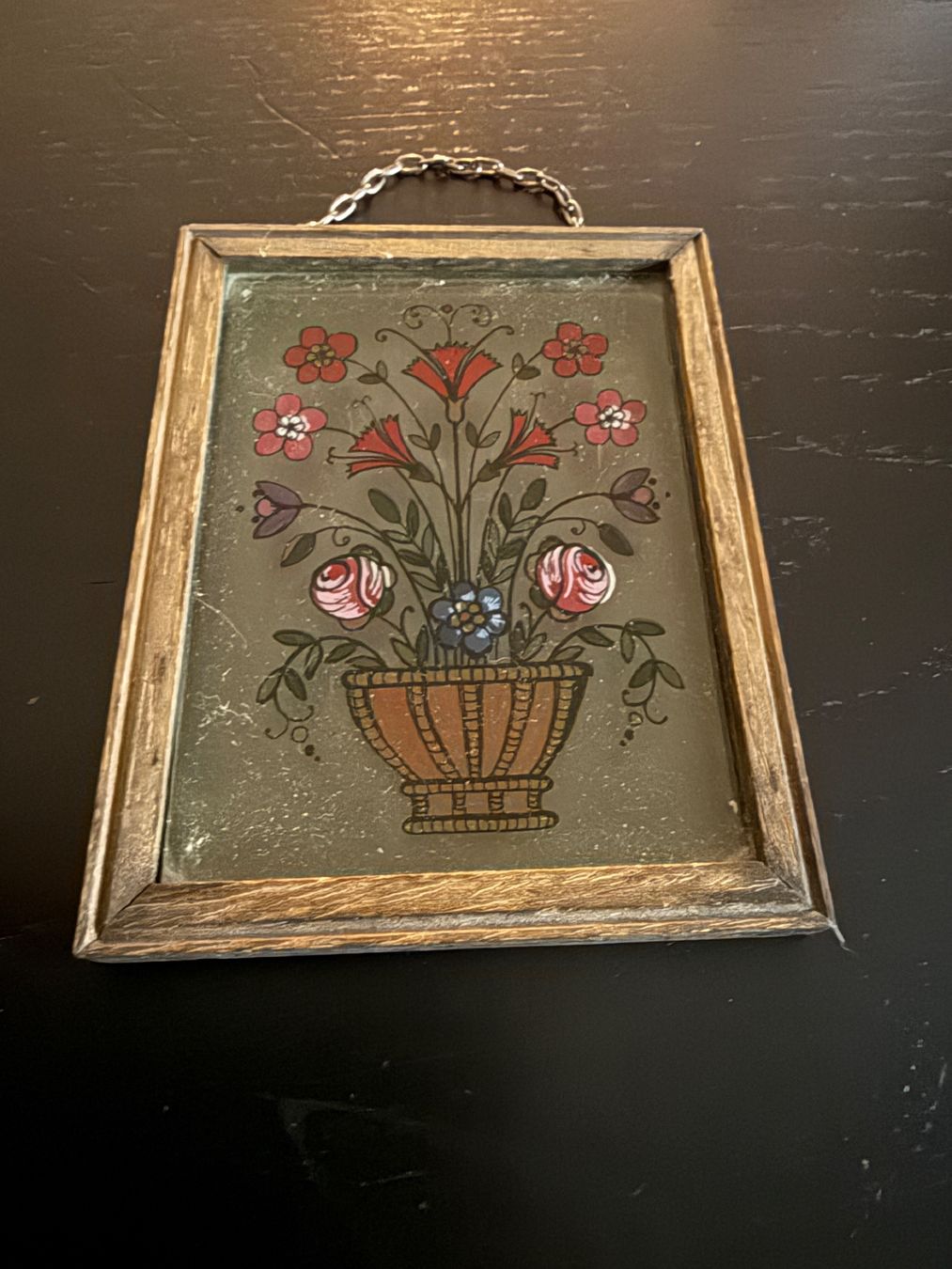 Poster & Bilder: Blumenbild Hinterglasmalerei, Vintage Wandbild, Top! – Gebraucht aus Erstfeld von Mario_boe0