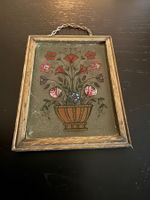 Blumenbild Hinterglasmalerei, Vintage Wandbild, Top!