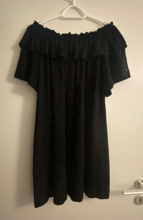 IKKS Robe noire col carmen broderie anglaise 38 - NEUVE