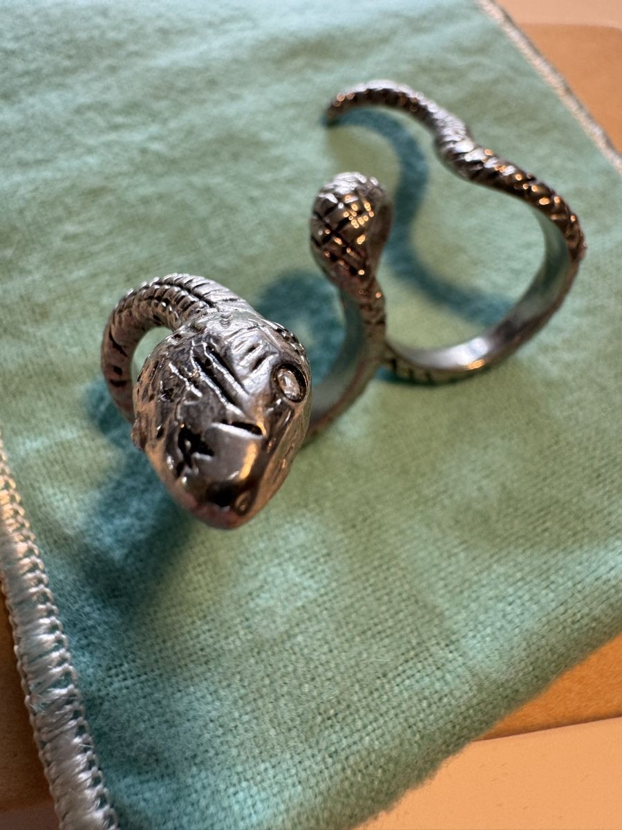 Anelli: Schlangenring, 2 Finger, Vintage Statement Ring Schlange  – Usato da Zumikon venduto da calibru