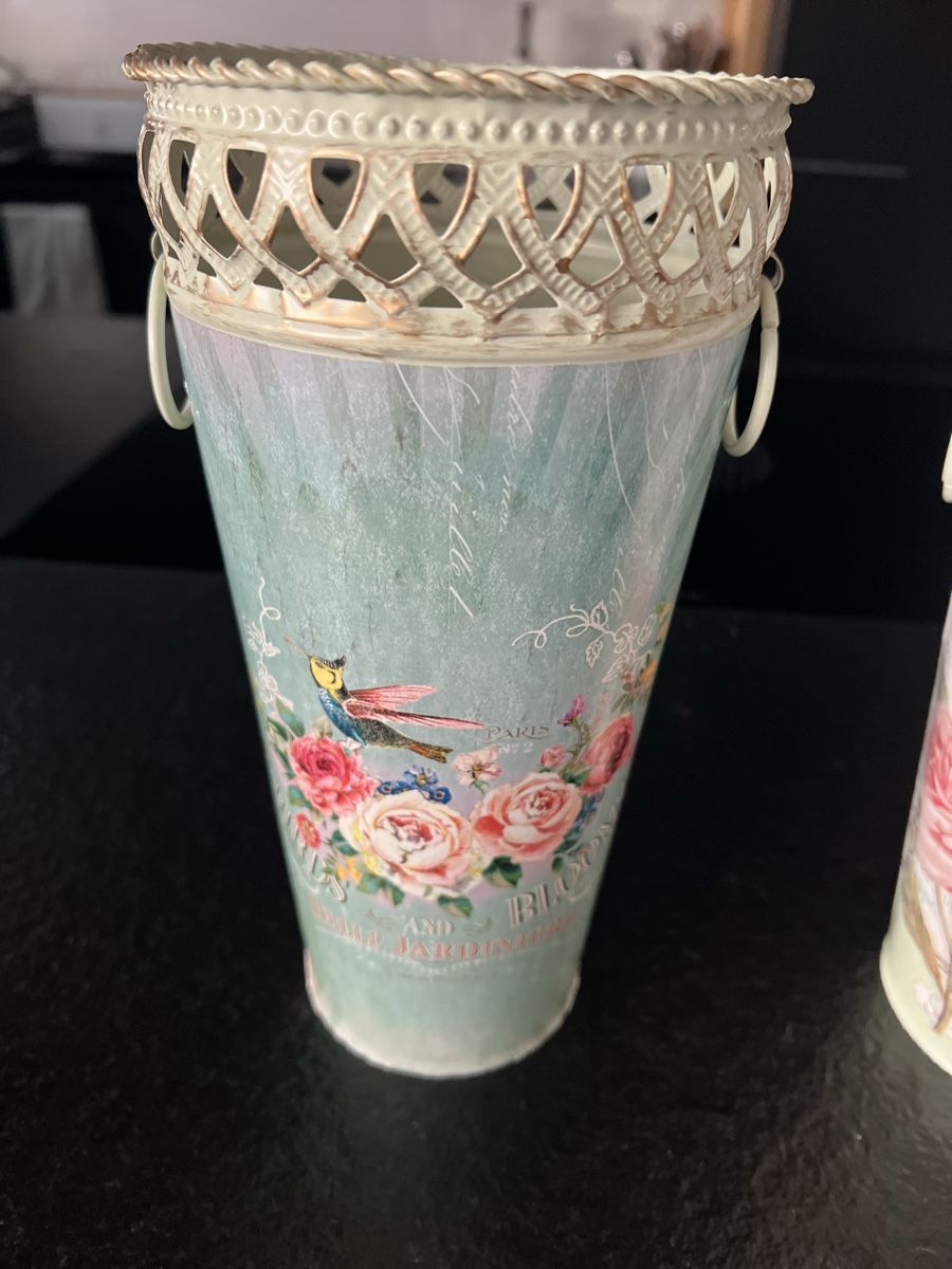 Vasi & Recipienti: 3er Set Deko Eimer Blumenmuster Landhaus Stil Shabby Chic – Nuovo (secondo la descrizione) da Rorschach venduto da lvi_p29s 4