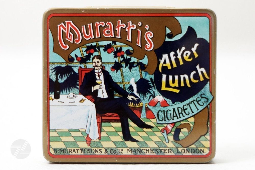 Vintage Tin Can Muratti Cigarettes Berlin Sunburst