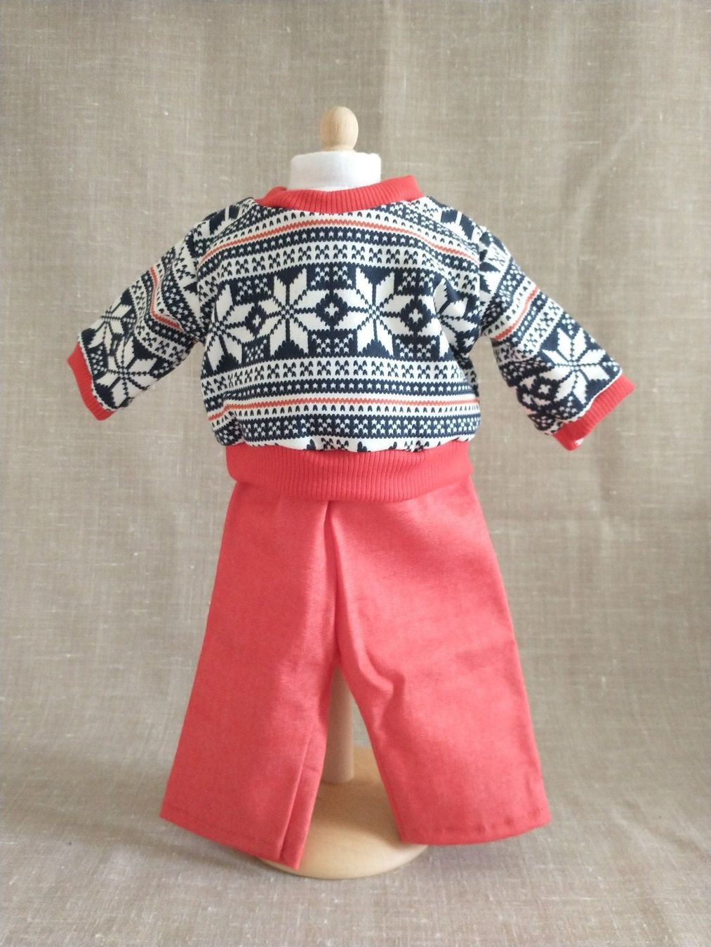 Bambole: Puppenkleider Pulli Norweger + Hose rot 40-45cm – Nuovo (secondo la descrizione) da Zürich venduto da Turner_18 1
