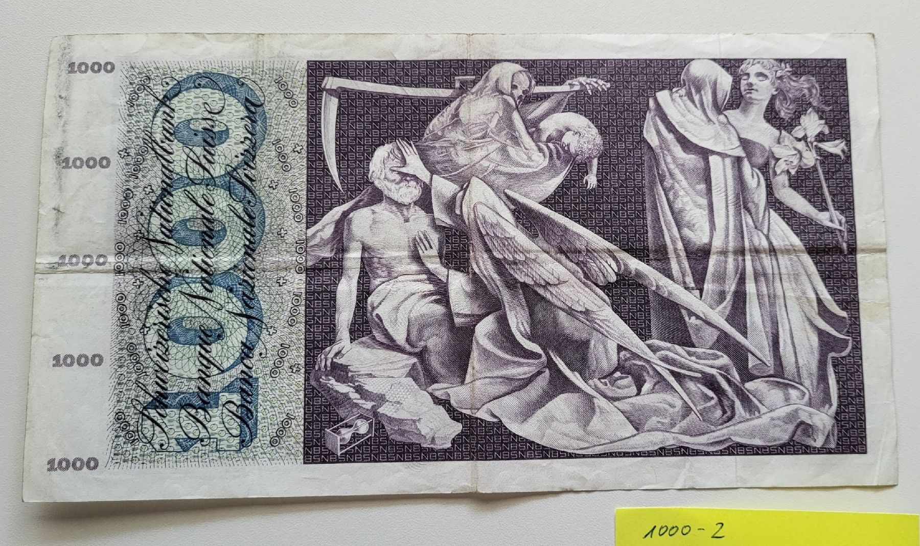Banknoten: 1000 CHF Franken Note 5. Serie Schweiz – Gebraucht aus Richterswil von christian_32 1