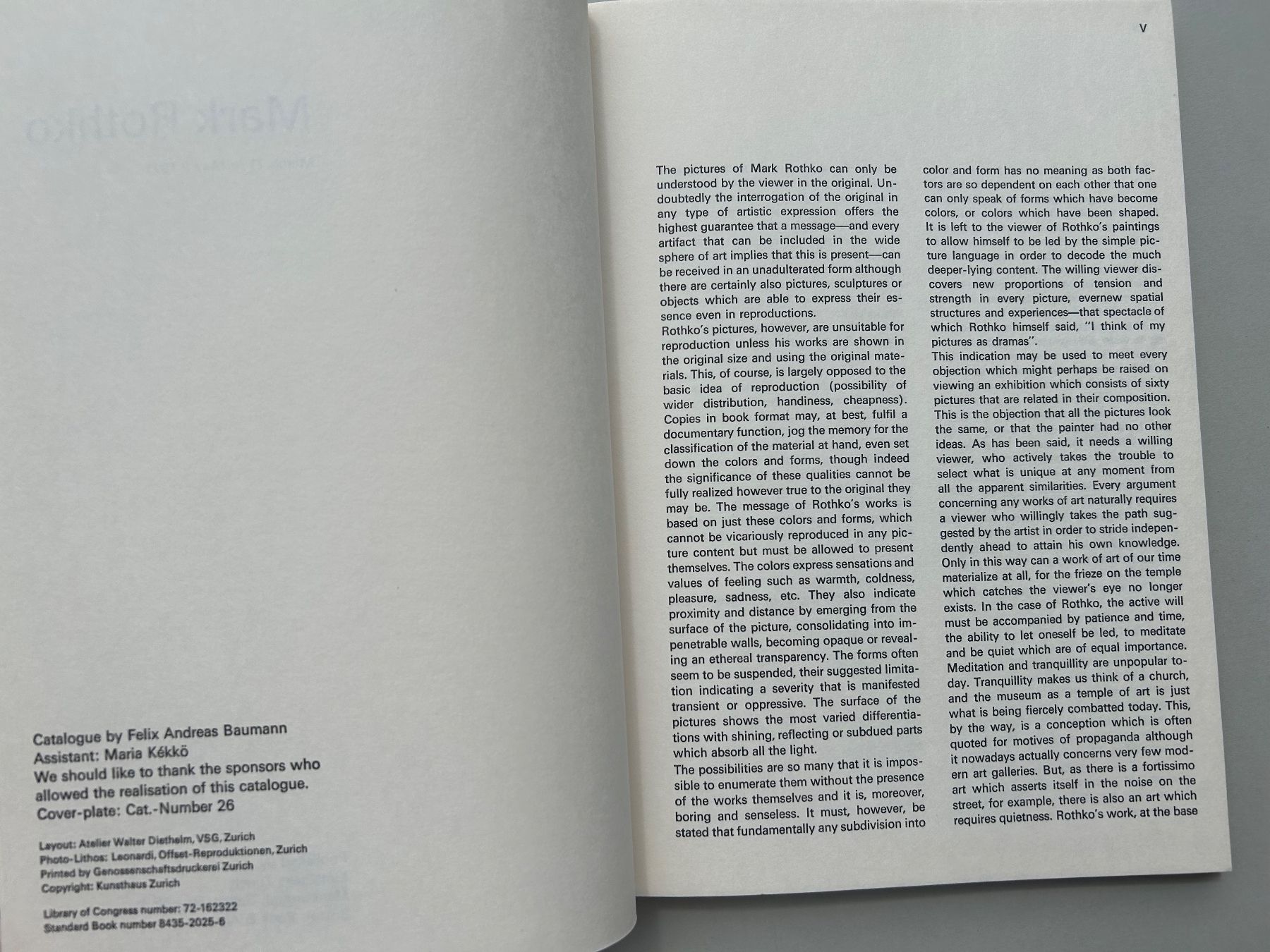 Libri: Mark Rothko Exhibition Catalog - Rare Find! – Usato da Zürich venduto da lesgarcons 4