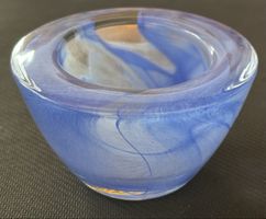 Glas Schale blau weiss Strudel Muster Top Zustand!