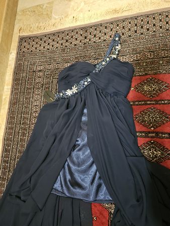 Abito da sera blu taglia S con decorazioni