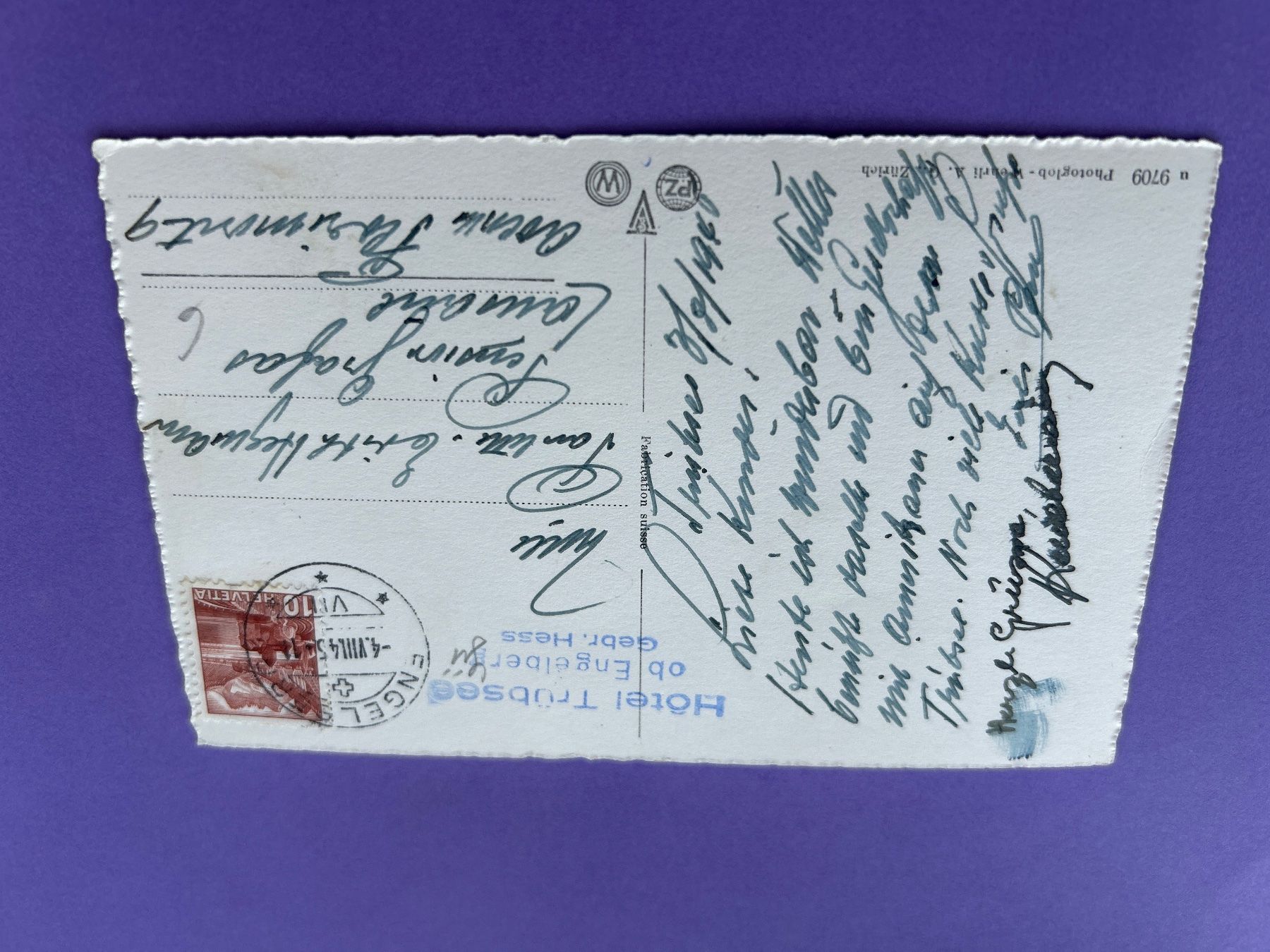 Cartoline postali: Engelberg TRübsee 1800m alt Ak 1945 – Usato da Hefenhofen venduto da Bierinder 1