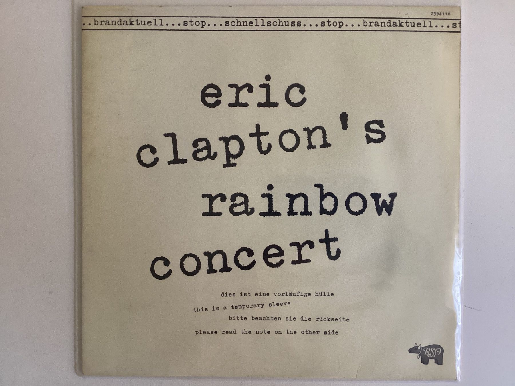 Schallplatten: Eric Clapton LP - Rainbow Concert (OFK) – Gebraucht aus Gutenswil von Hamzian