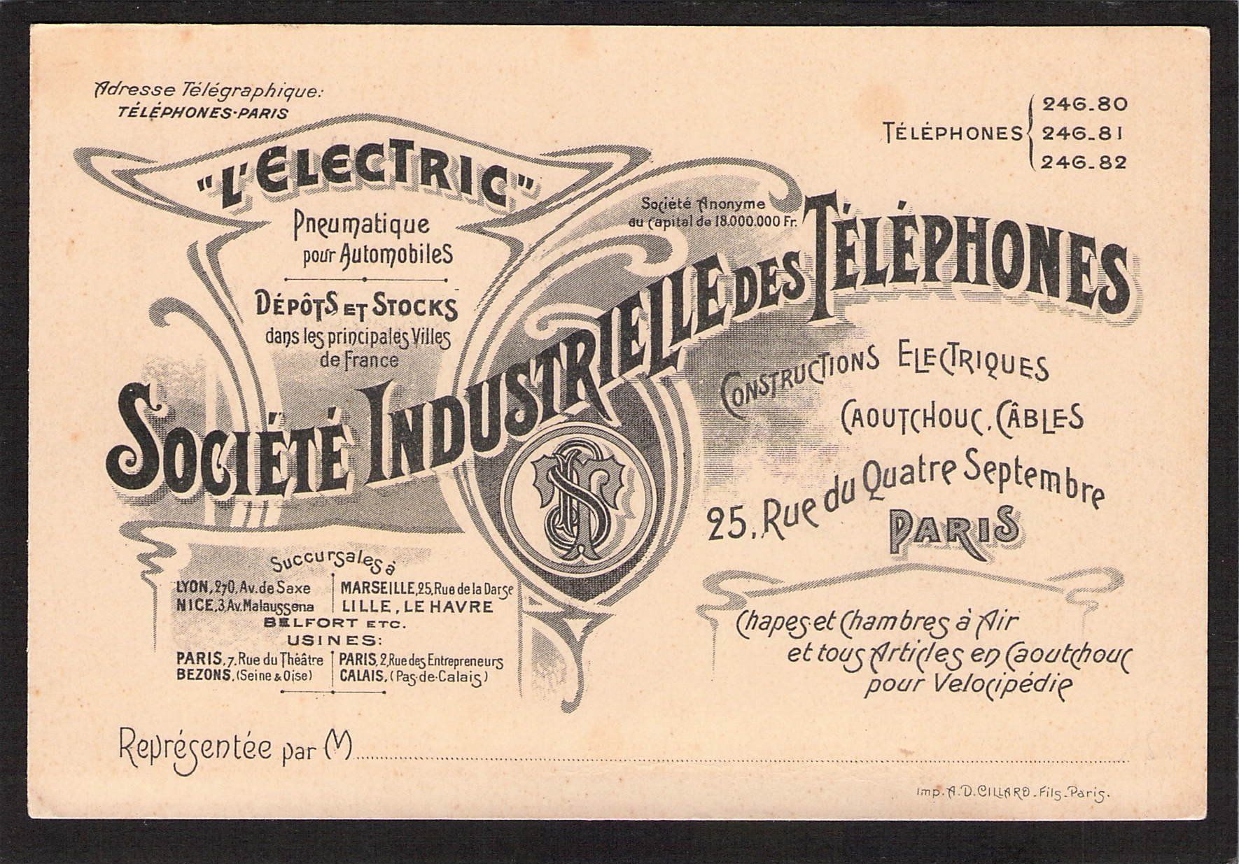 Ansichtskarten: Telephonik Paris , 1903 – Gebraucht aus Reichenburg von Pipo-67