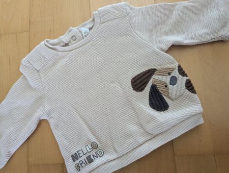 Mayoral Baby Pullover beige Grösse 60 Hund Applikation