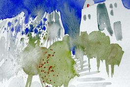 NATARAJ VON ALLMEN (Swiss, *1953) Kirche, Aquarell, 1991