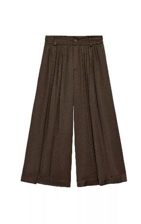 Hose mit weitem Bein und Zierfalten | Zara