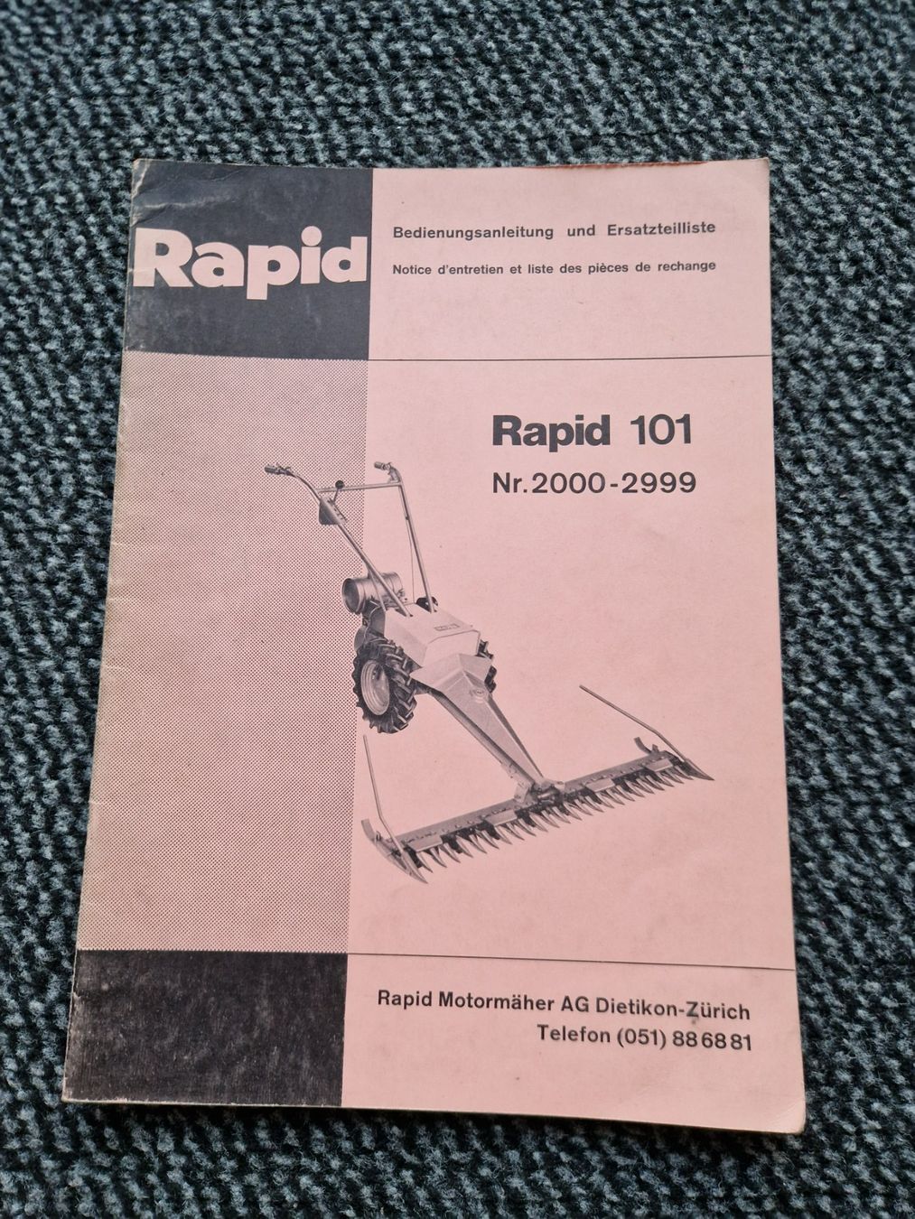 Rapid Trattori: Original Anleitung + ET-Liste Rapid 101 Motormäher – Usato da Dürnten venduto da Bachtel84