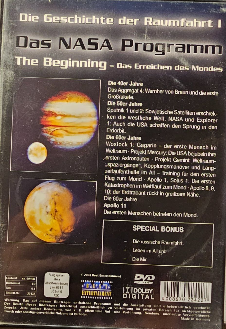Alle DVDs: Das NASA Programm - The Beginning – Gebraucht aus Wahlen b. Laufen von Cg10 1
