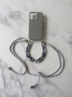 Handyhülle mit Umhängeriemen und Kette für Iphone 13 /- Grau