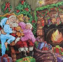 Serviette children kissing santa claus (1086) 2Stk.