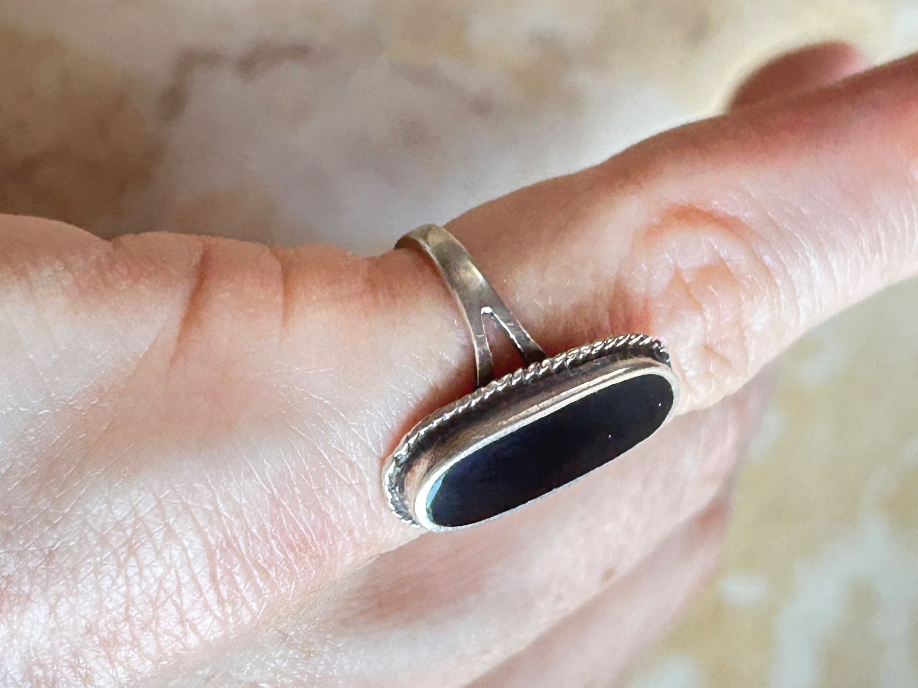 Onyx Anelli: Vintage Onyx Silber Ring (49) – Usato da Dittingen venduto da Bellevista 3