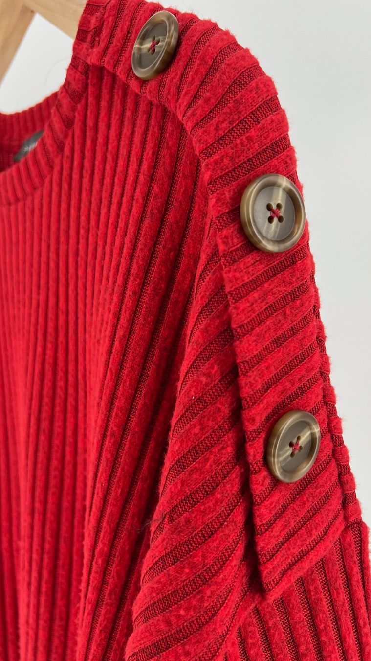 Primark Maglioni & Felpe: Roter oversize Strickpullover mit Knopfdetails - Gr. L – Usato da Oberurnen venduto da Kokosbluete 2