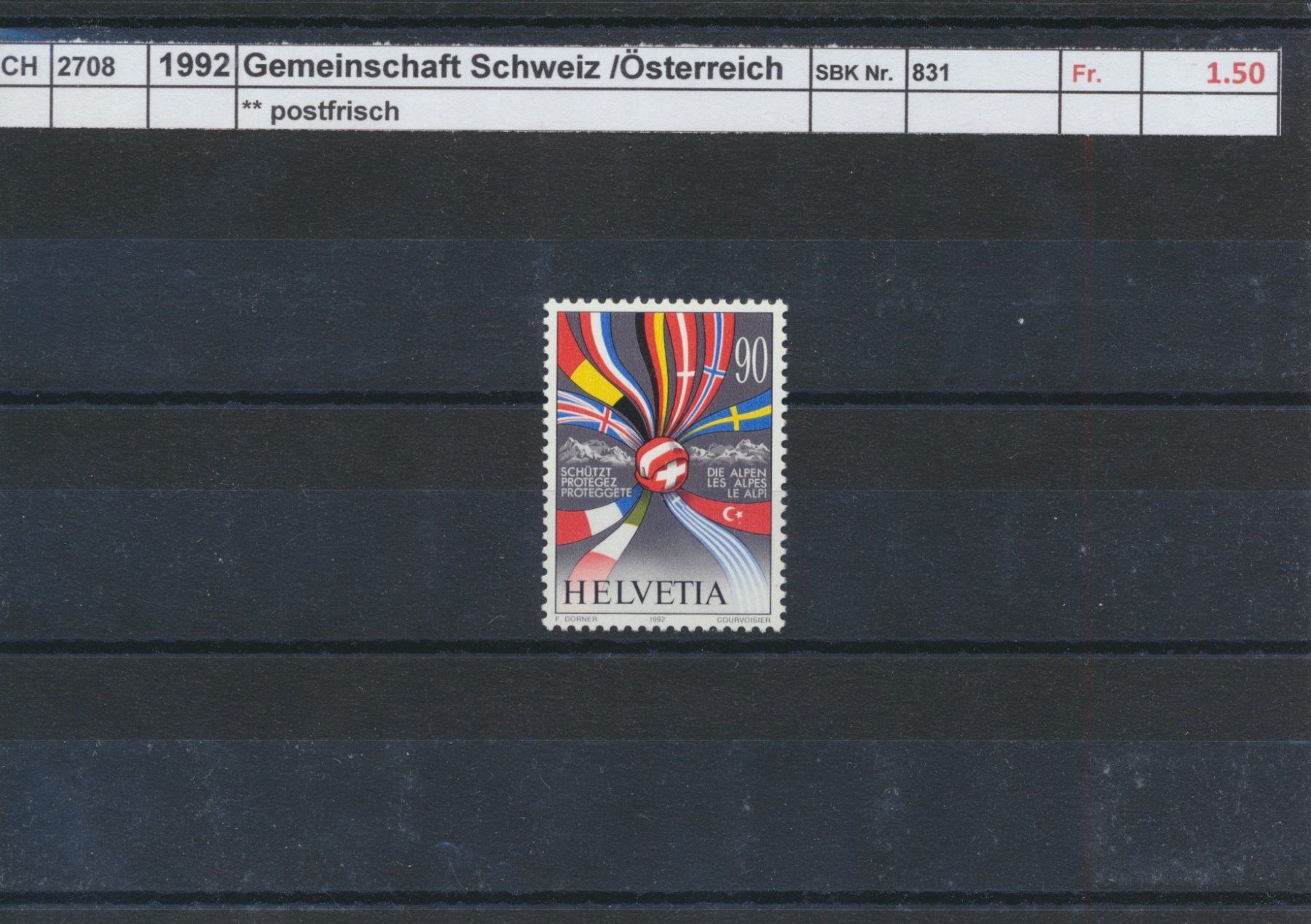 Tutti i francobolli: 1992 Gemeinschaft "Schweiz / Österreich", ** postfrisch – Nuovo (secondo la descrizione) da Winterthur venduto da Zupogeru