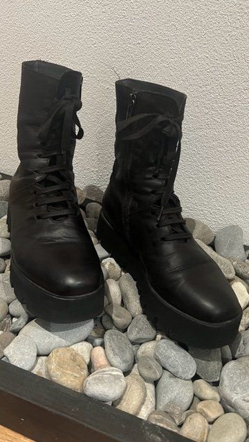 Derby Femme PAL OFFNER - Cuir Noir, Pointure 40, Neuves Avec Emballage, Qualité Exceptionnelle