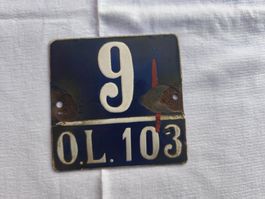 Altes blaues Emailschild "9 O.L. 103" - Rarität! 43