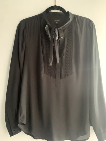 Ann Taylor Blouse Black Size M/L with Tie Neck