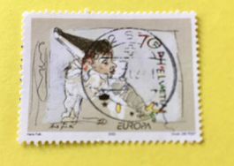 Nr.1051 Pierrot spielt mit dem Faden GESTEMPELT 2002  