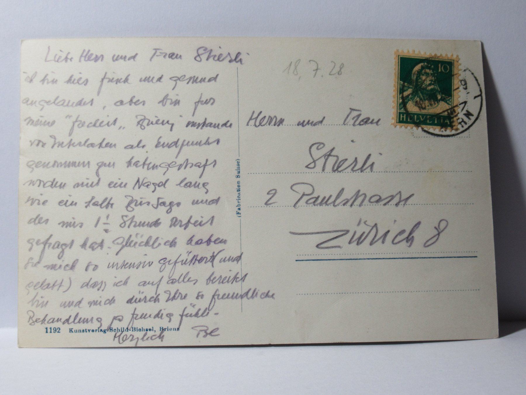 Cartoline postali: Brienz 1928 – Usato da Grenchen venduto da Bluemchen1900 1