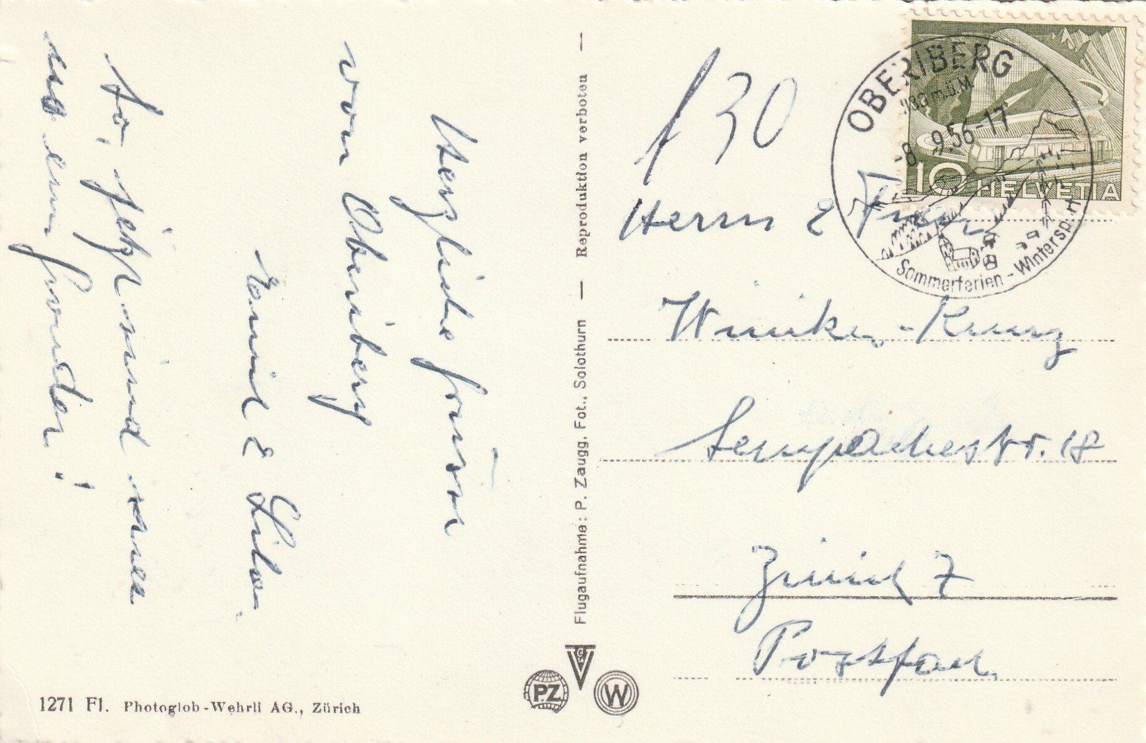 Cartoline postali: Oberiberg Flugaufnahme – Usato da Rorschacherberg venduto da fratovi2 1