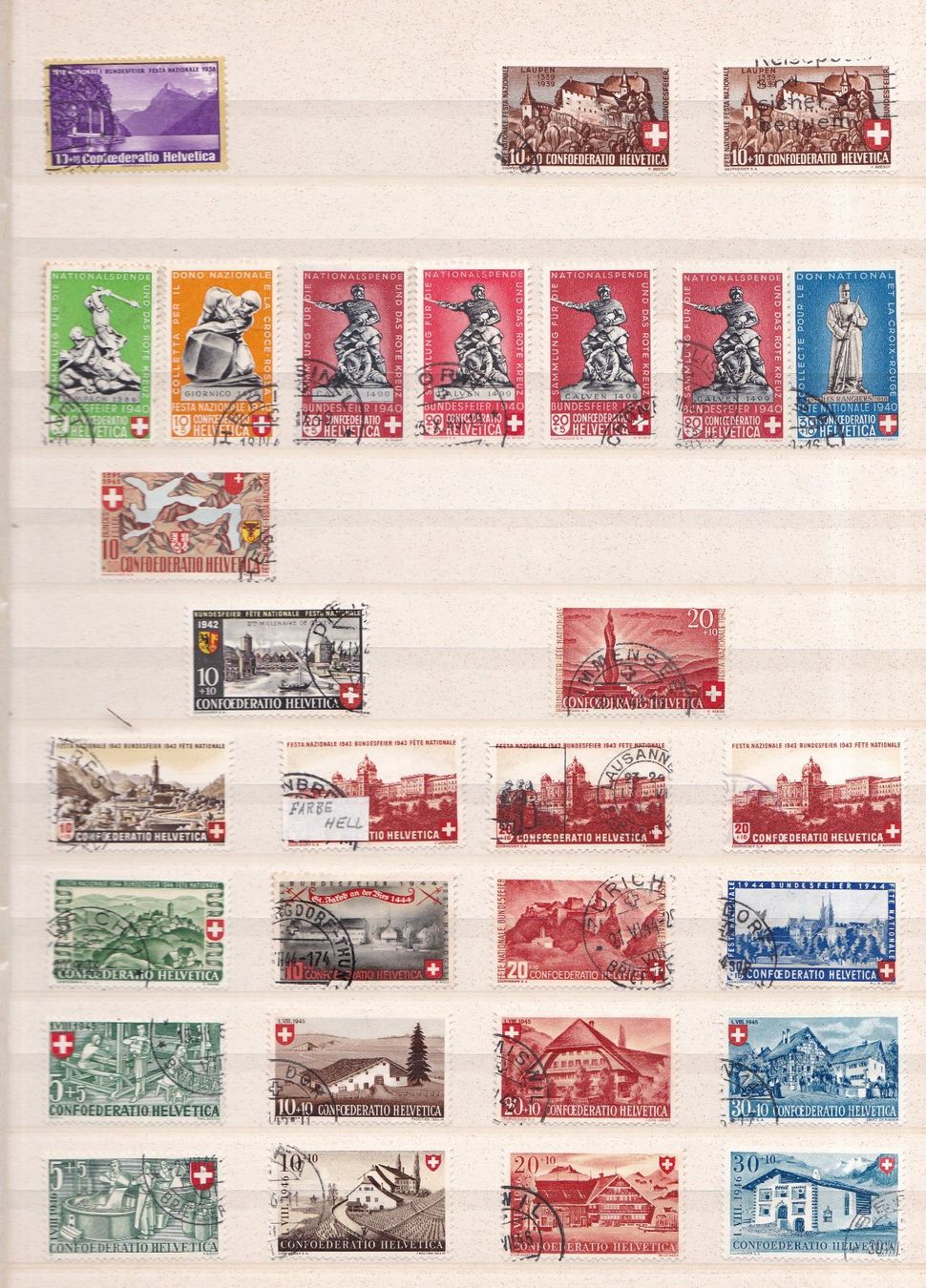 Tutti i francobolli: Pro Patria Briefmarken-Seiten ab 1938 – Usato da Münchwilen AG venduto da Nesar