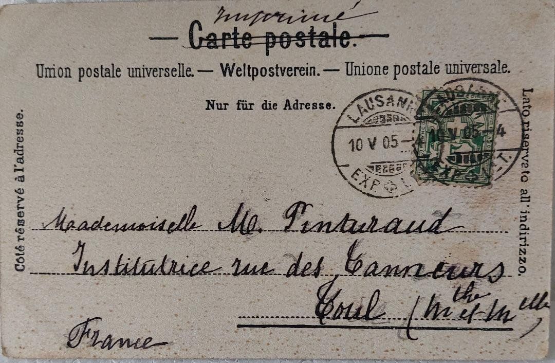 Cartoline postali: LAUSANNE - La Cité - 1905 – Usato da Delémont venduto da Domdom1 1