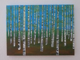 Acryl auf Leinwand Birkenwald "im Einklang", ca. 30 x 40 cm