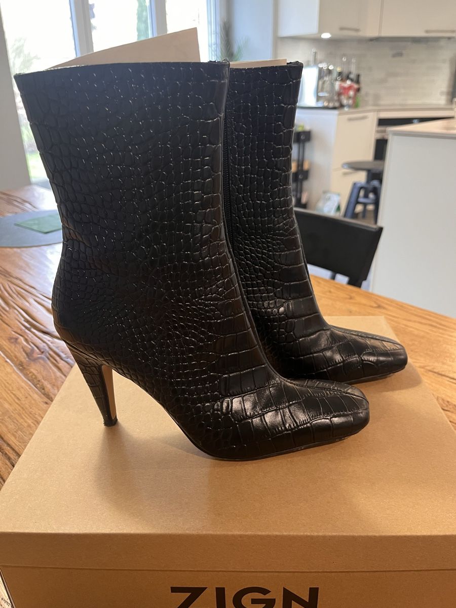 Damenschuhe: Bottines ZIGN noires effet croco, taille 38 – Gebraucht aus Oulens-sous-Echallens von MashaZ 2