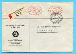 Brief Zürich 1951 mit 2 Freistempel - Abs: Electrolux AG.