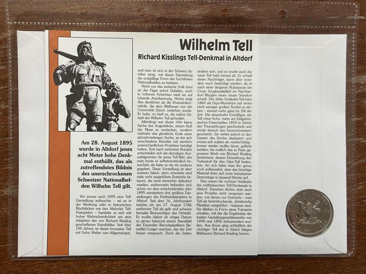 Tutti le monete: Münzbrief Wilhelm Tell Denkmal – Nuovo (secondo la descrizione) da Oberuzwil venduto da Paga77 2