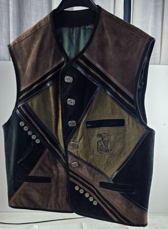 Original Weste aus Leder/Velours – Trachten-/Westernstil  52
