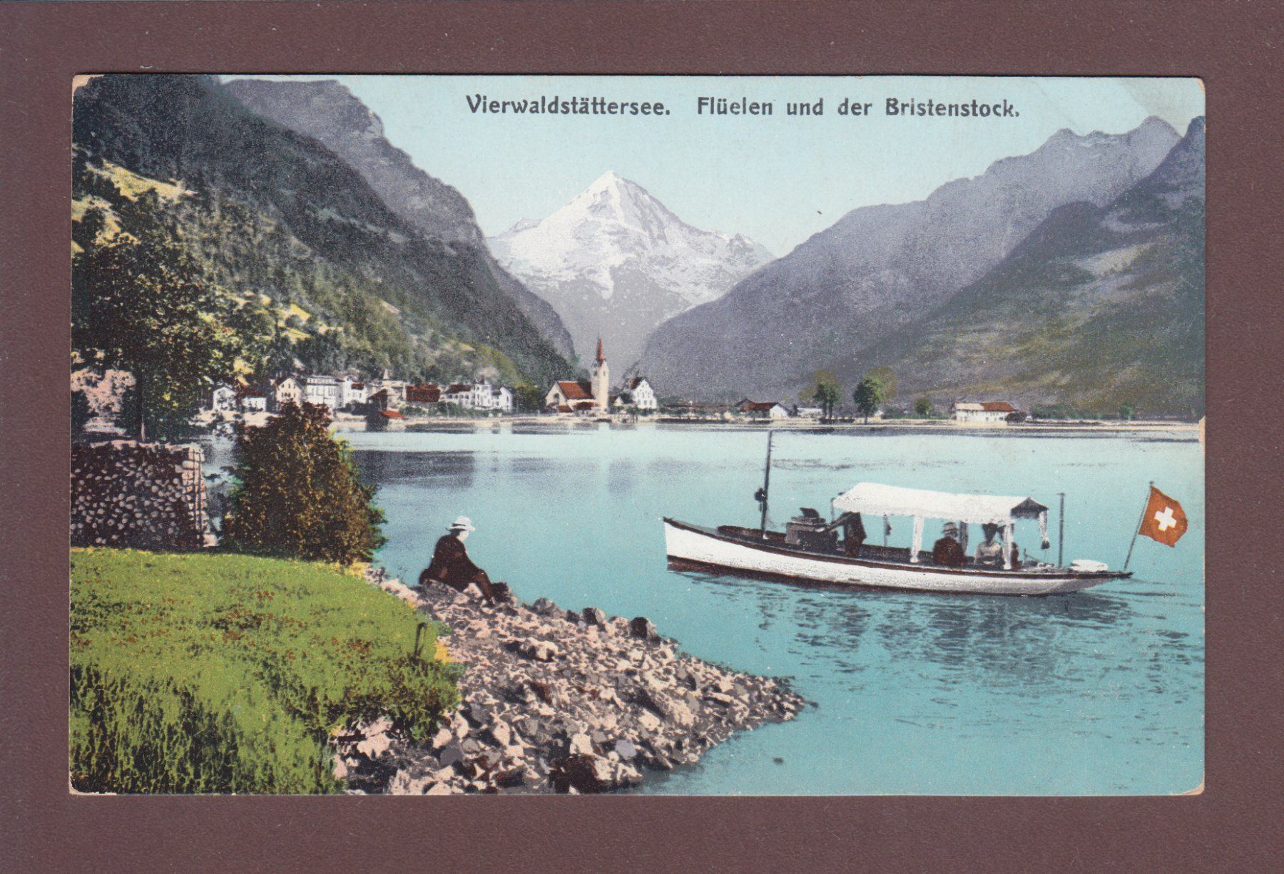 Cartoline postali: FLÜELEN - Mann - Boot - Bristenstock – Usato da Pully venduto da nicecards